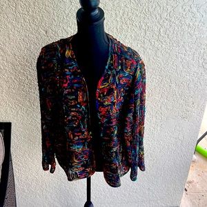 CHICOS MULTICOLOR SHEER JACKET